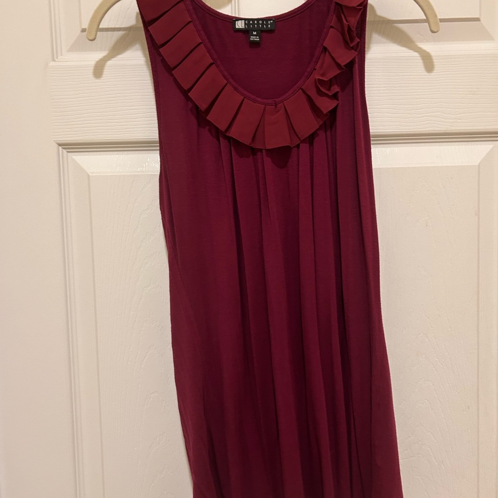 Carole Little Red Ruffled Sleeveless Tank Top